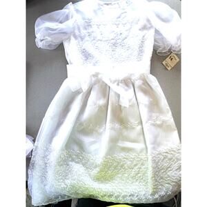 White Dress Girl size 14 JC Penny flower girl communion Christmas Easter eyelet